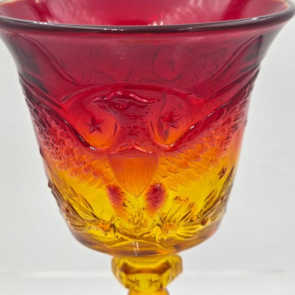 L. E. Smith Glass Amberina American Eagle Goblet 6½″ Wine Glass Mid-Century - Picture 6 of 7